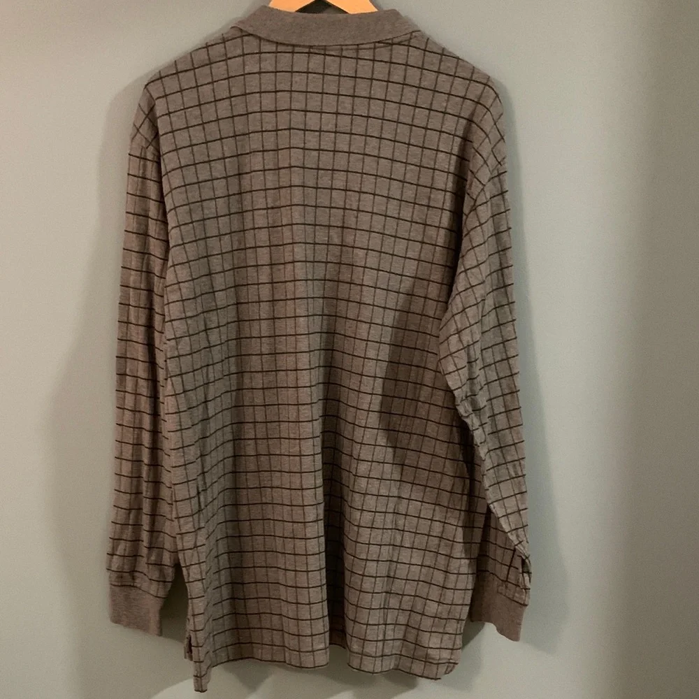 Daniel Cremieux Men's Grey and Blue Windowpane Long-Sleeve Polo 100% cotton - Picture 4 of 6